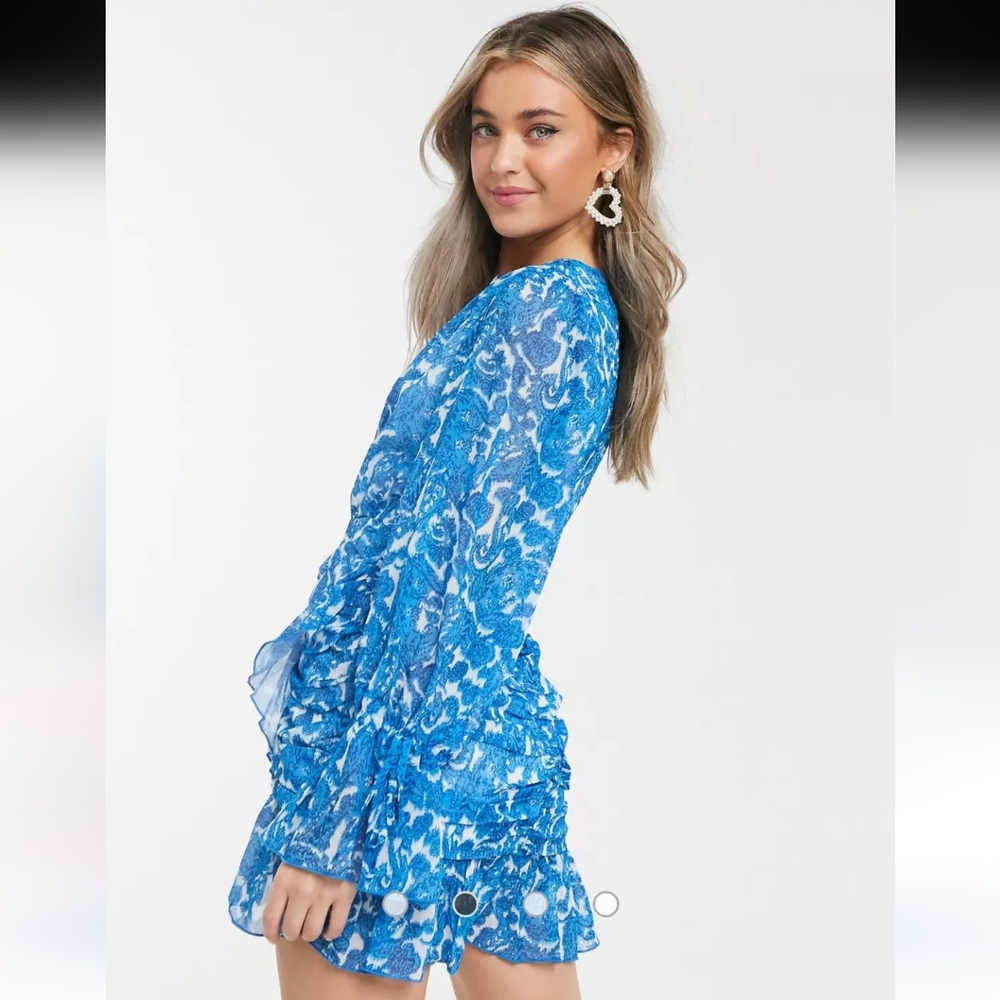 ASOS BLUE PAISLE PRINT DRESS - Picture 3 of 5